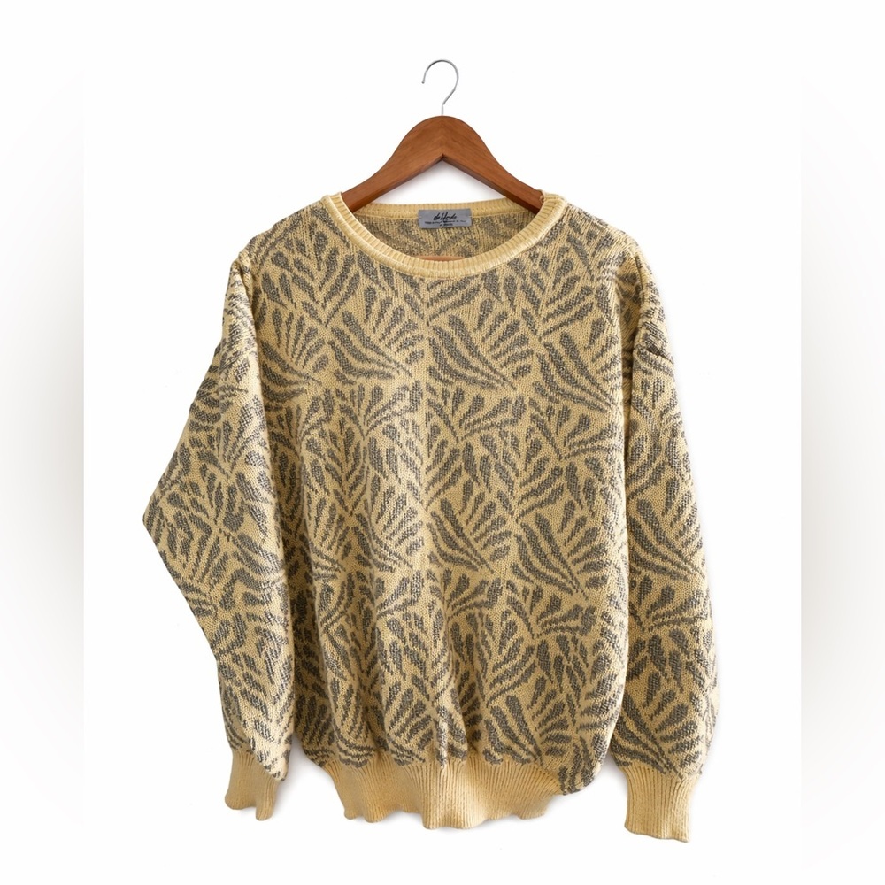 90s Italian Botanical Knit Sweater Made in Italy Large